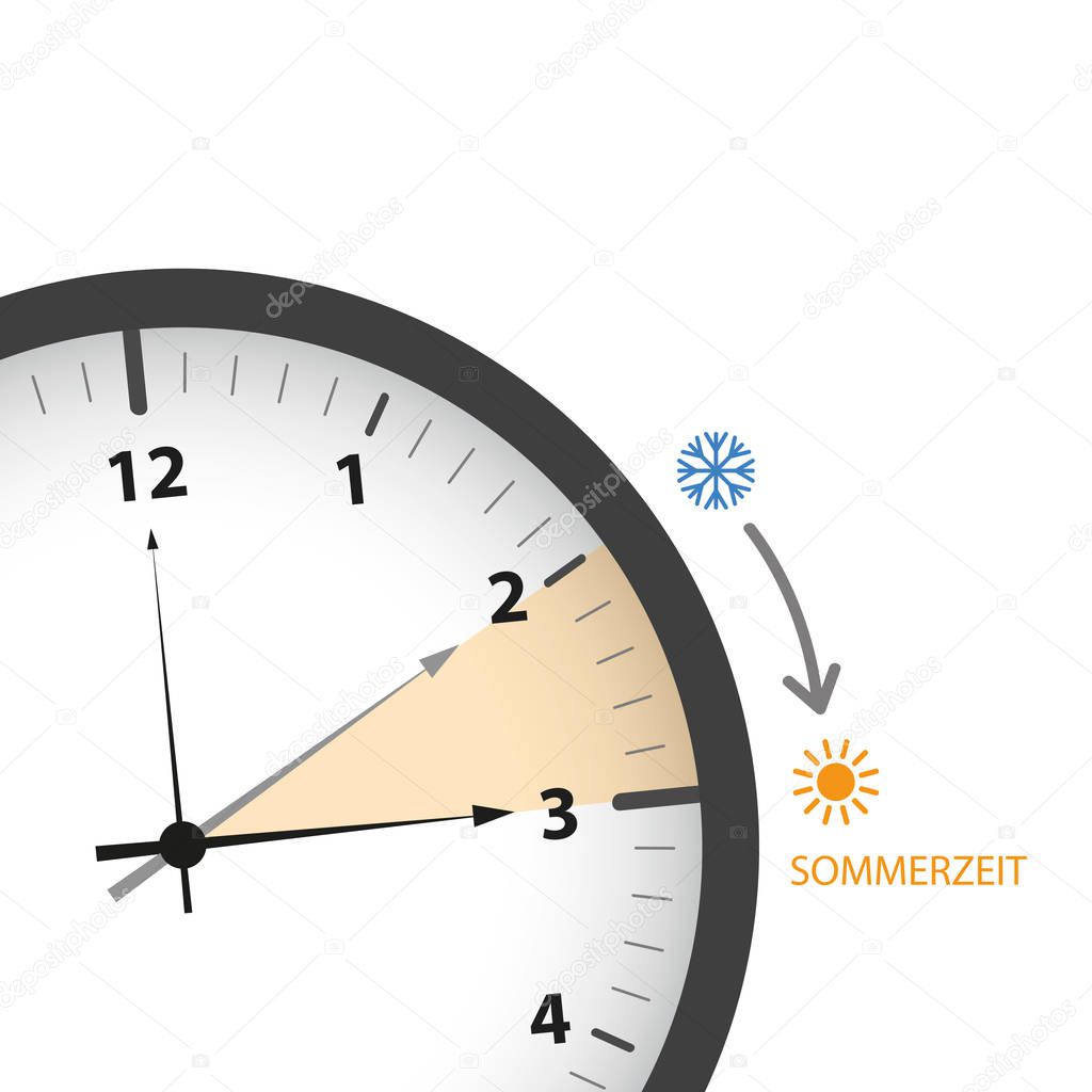 clock with sun and snowflake summer time daylight saving time