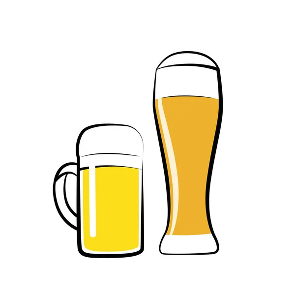 Ένα ποτήρι της μπύρας pils και το σιτάρι που απομονώνονται σε λευκό φόντο — Διανυσματικό Αρχείο