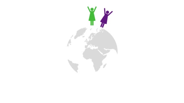 Mulheres em diferentes cores ao redor do mundo pictograma — Vídeo de Stock