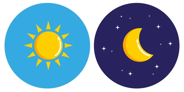 Zon en maan in cirkel dag en nacht concept — Stockvector