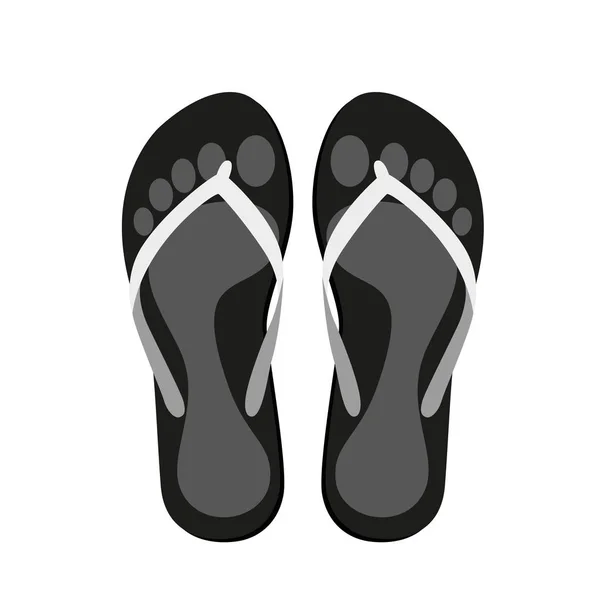 Flip flops dengan jejak kaki pictogram terisolasi pada latar belakang putih - Stok Vektor