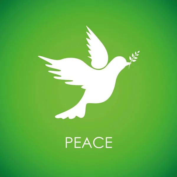 Bílá mír holubice na zeleném pozadí — Stockový vektor