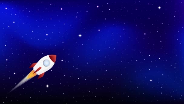 Nave cohete en el espacio estrellado — Vídeos de Stock