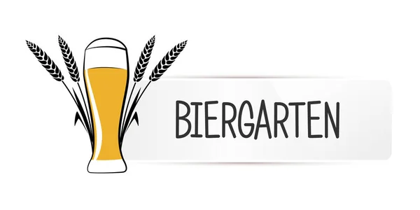 Tipografia de jardim de cerveja etiqueta branca com cerveja de trigo isolada em um fundo branco —  Vetores de Stock
