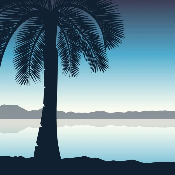 Пальма на пляже голубой праздник фоне — стоковый вектор