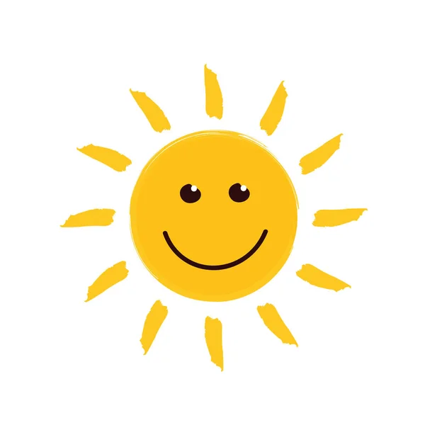 Happy smiling sun on white background — Stock Vector