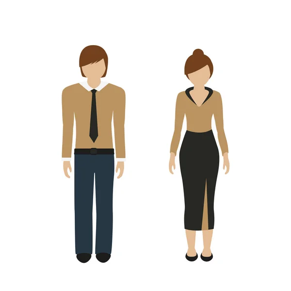 Personaje de hombre y mujer en un traje elegante — Vector de stock