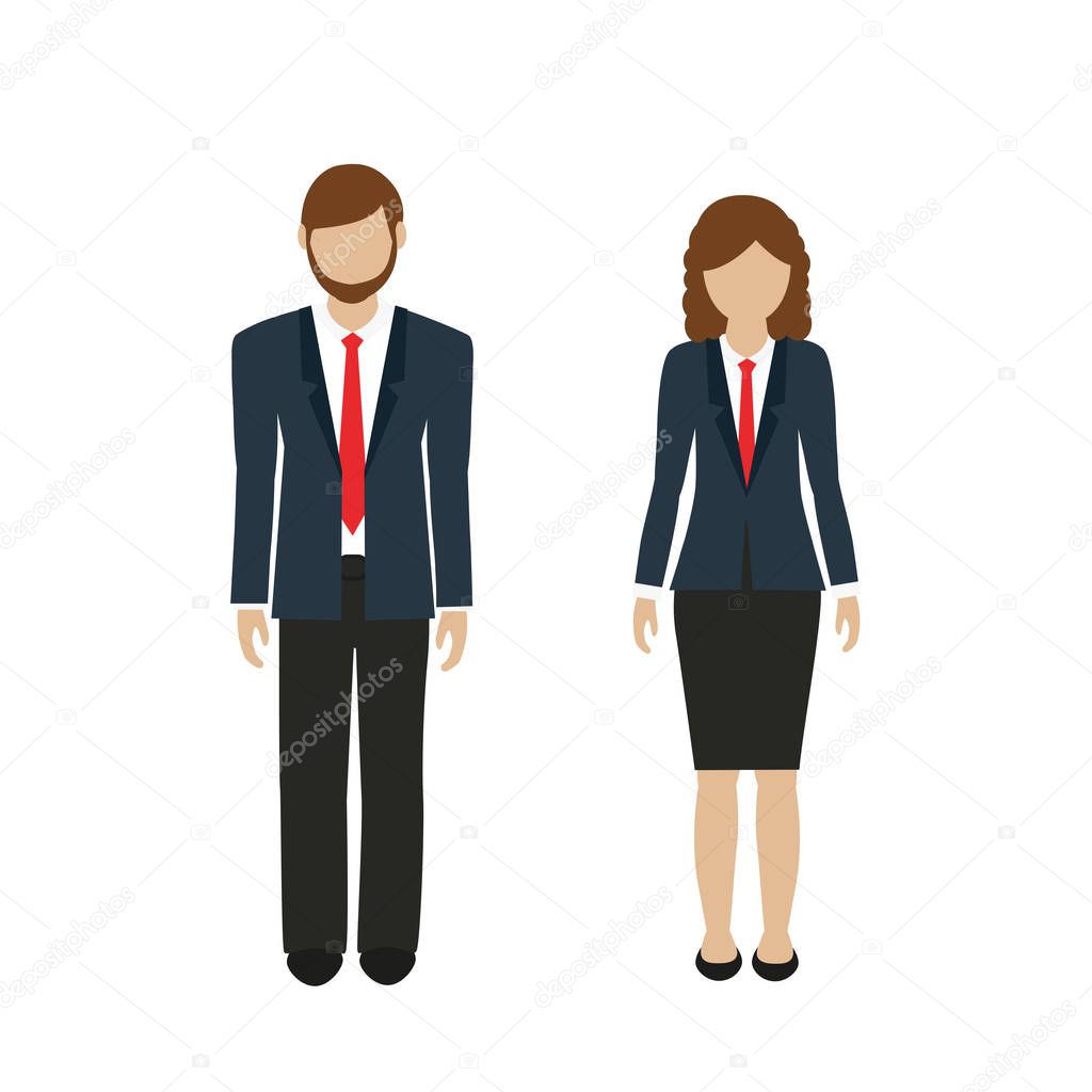 man and woman character in business look