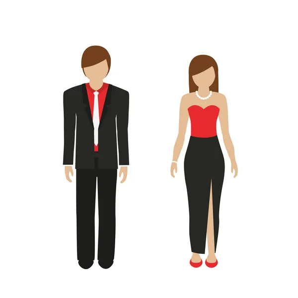 Мужчина и женщина характер в вечернем платье — стоковый вектор