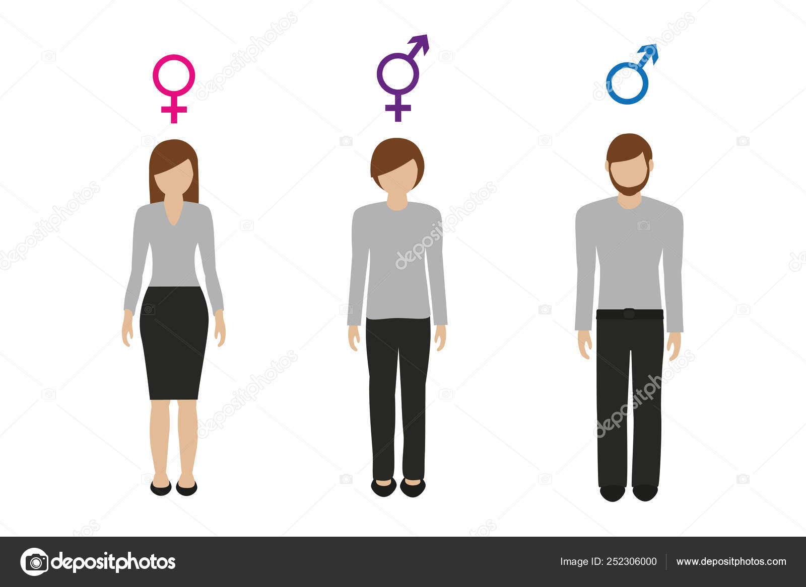 Gender characters female male and neutral Stock Vector by ©krissikunterbunt  252306000