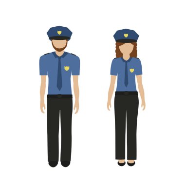 erkek ve kadın karakter polis ve polis üniformalı