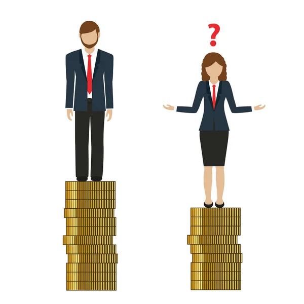 Nő keres kevesebb pénzért, mint az ember diszkriminál — Stock Vector