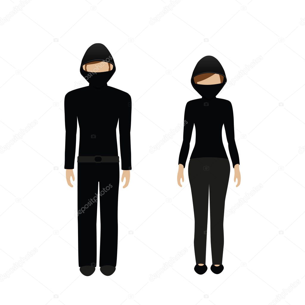 man and woman character masked burglar