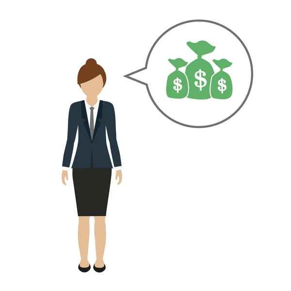 Hakkında para dolar iş kadın karakter görüşmeler — Stok Vektör
