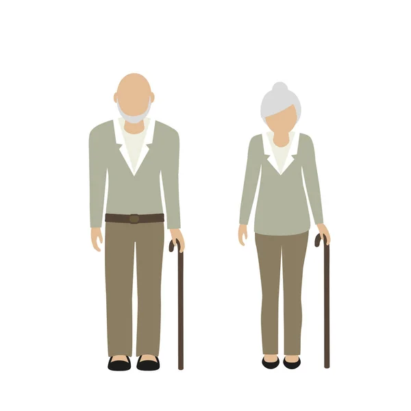 Anciano hombre y mujer carácter abuelo y abuela — Vector de stock