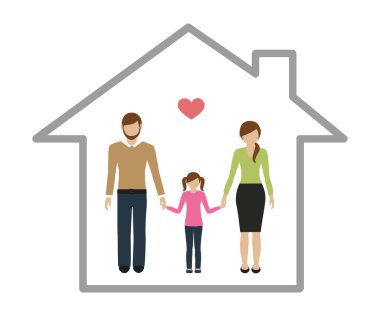 Baba ve kızı bir evde aile karakterler anne