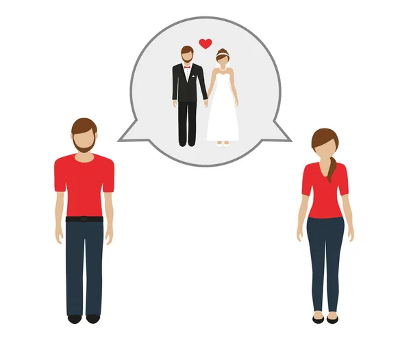 Чоловік і жінка говорять про одруження — стоковий вектор