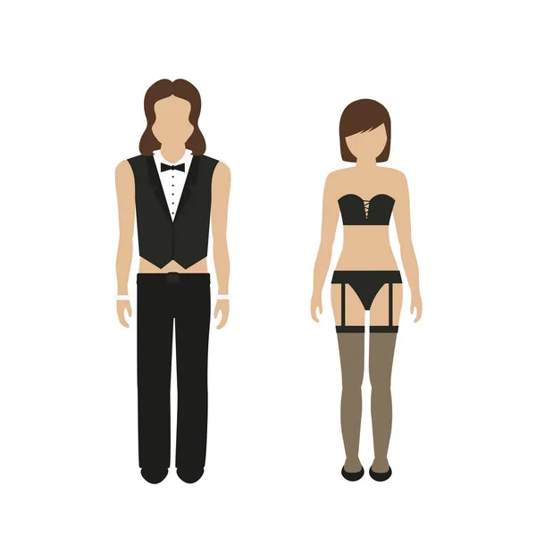男人和女人的性格在性感的礼服内衣 — 图库矢量图片