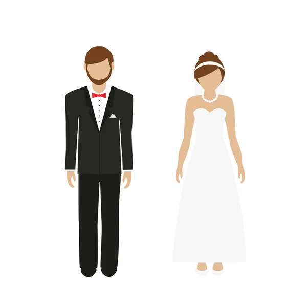 Man and woman character bride and groom — Stock Vector