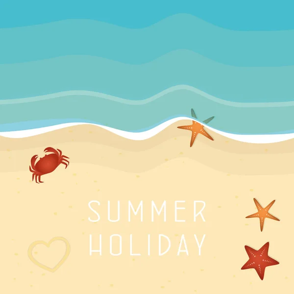 Vacaciones de verano en la playa con estrellas de mar y cangrejo — Archivo Imágenes Vectoriales