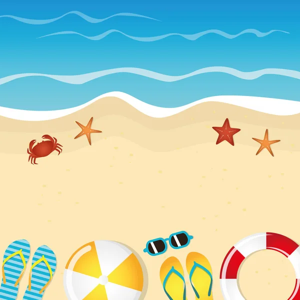 Different beach utensils summer holiday background — Stock Vector
