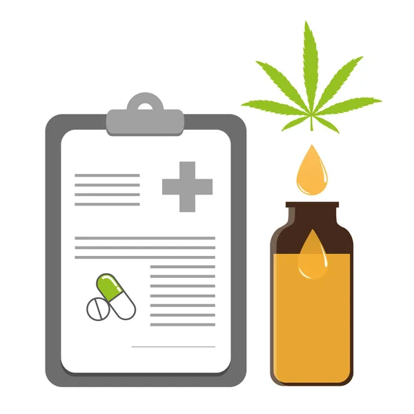 Óleo de cannabis medicinal mediante receita médica — Vetor de Stock