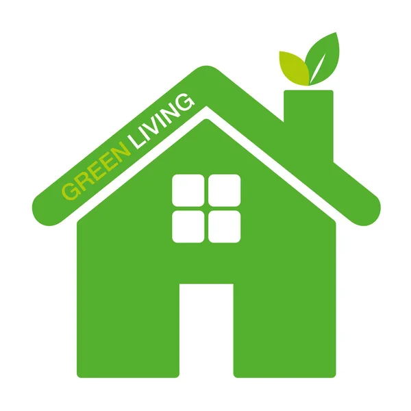 Green living ecological house symbol — Stock Vector