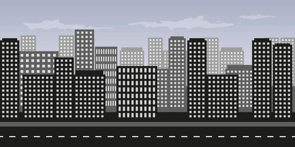 有许多摩天大楼的大城市 — 图库矢量图片