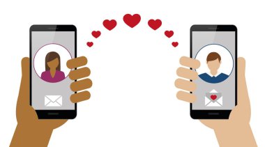 akıllı telefon üzerinden kadın ve adam arasında online dating