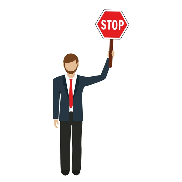 Zakenman met Stop Sign in hand — Stockvector