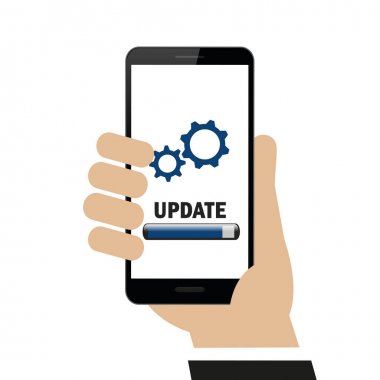El akıllı telefon güncelleme dişlileri ekranda tutar