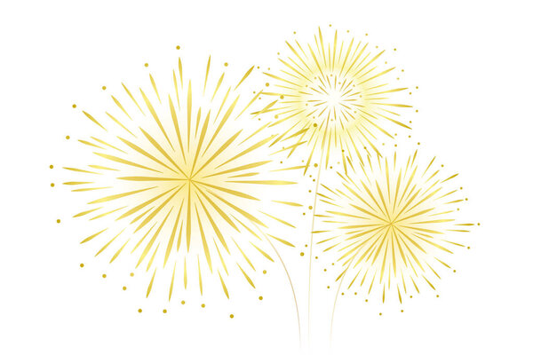 new year party fireworks decoration on white background