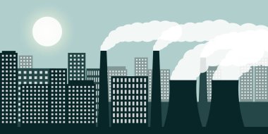 Hava kirliliği sanayi smog ve zehirli gaz emisyon ile şehir ve Sanayi