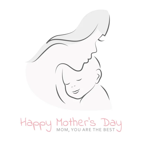 Mère avec son bébé heureux jour des mères carte de vœux lumineux — Image vectorielle