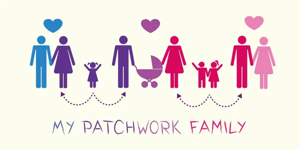 大きなパッチワーク家族概念ピクトグラム — ストックベクタ