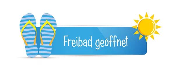 Freibad-Open-Air mit blauen Flip Flops und Sonnenschein — Stockvektor