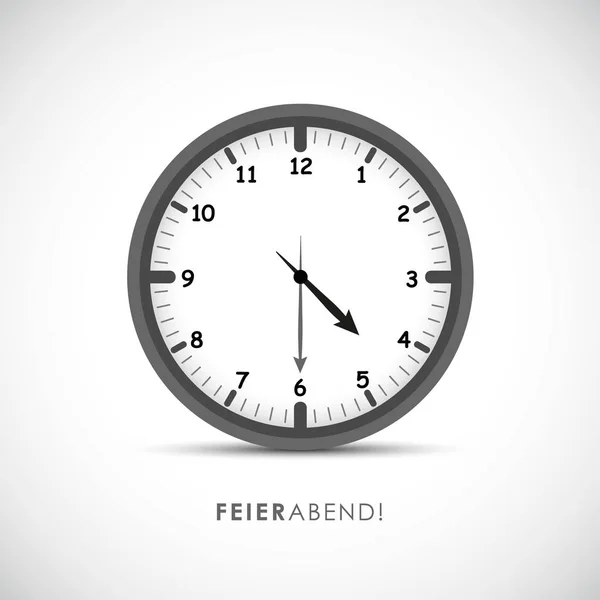 Часы иконка круглого таймера с немецким текстом в конце рабочего дня — стоковый вектор