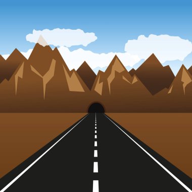 asfalt yol dağda bir tünel den yol açar