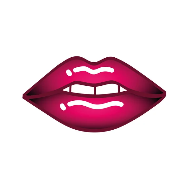 Female sexy pink lips on white background — Stock Vector
