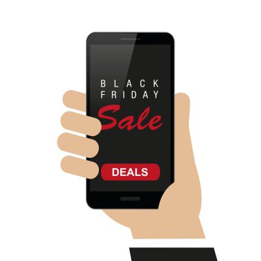 el black friday satış fırsatlar alışveriş konsepti ile akıllı telefon tutar