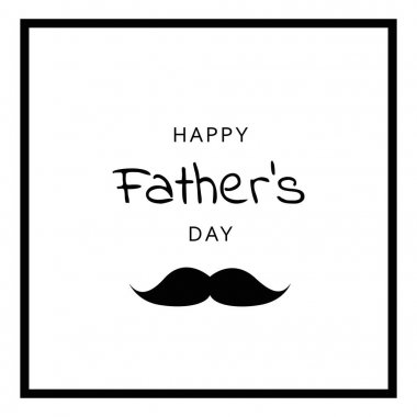 bıyıklı mutlu babalar günü tipografisi