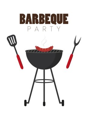 sosis ve ızgara çatal ile barbekü parti kırmızı su ısıtıcısı barbekü