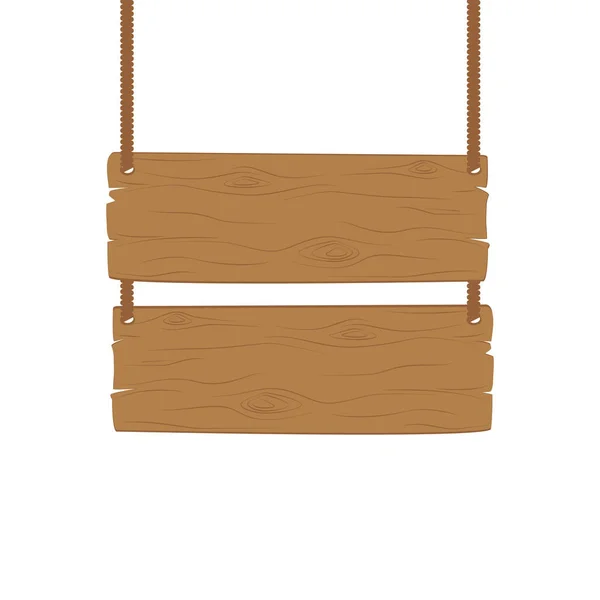 Panneau suspendu en bois isolé sur fond blanc — Image vectorielle