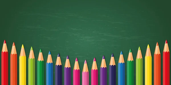 Barevné tužky na školním pozadí na tabuli — Stockový vektor