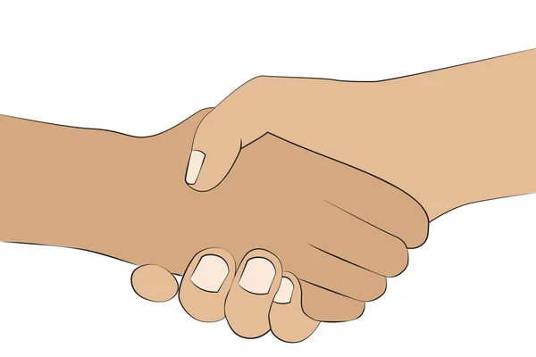 Poignée de main deux personnes serrent la main isolée sur fond blanc — Image vectorielle
