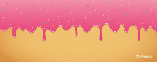 粉红色甜融化结冰与五颜六色的糖珍珠 — 图库矢量图片