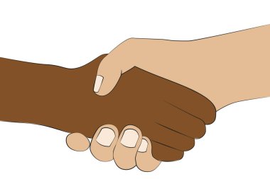 farklı cilt renkleri ile el sıkışma beyaz arka plan üzerinde izole el sıkışmak