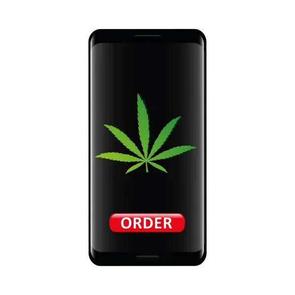 Objednat Cannabis online přes smartphone aplikace — Stockový vektor