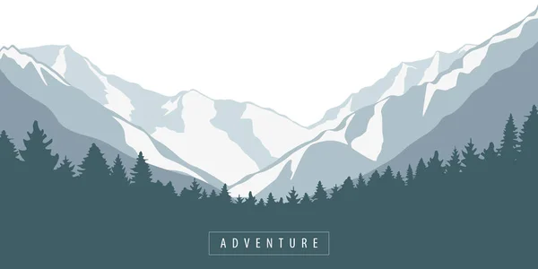 Blue Mountain und Wald Outdoor-Abenteuerlandschaft — Stockvektor