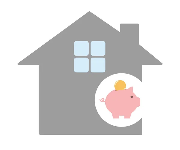 Alcancía ahorrar dinero para una casa — Vector de stock